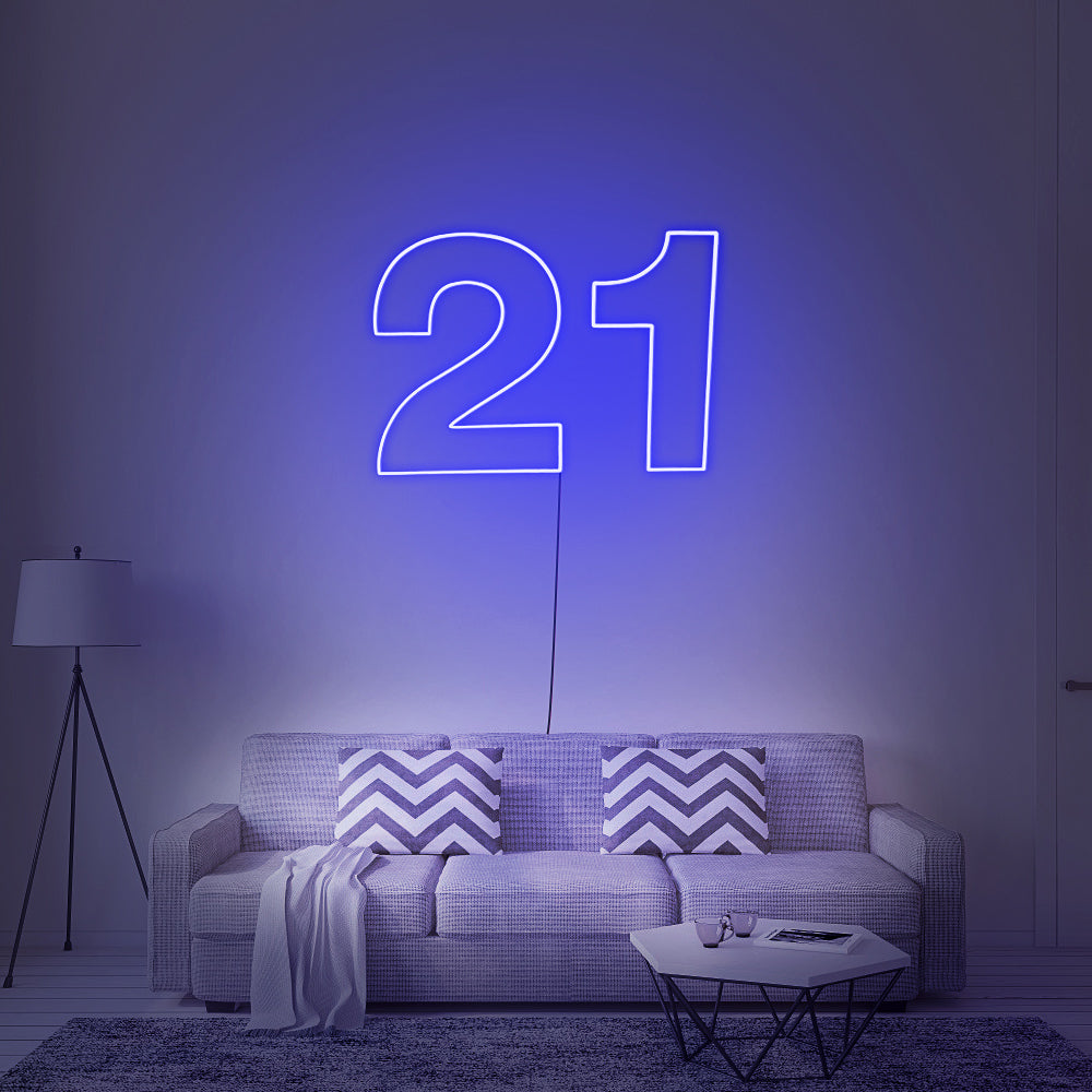 dark blue Neon sign 21 love you