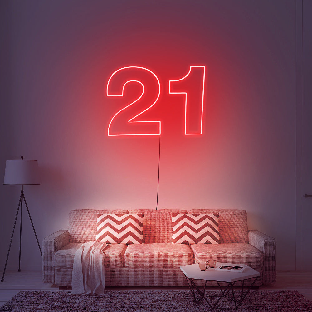 red Neon verlichting met cijfer 21 kopen