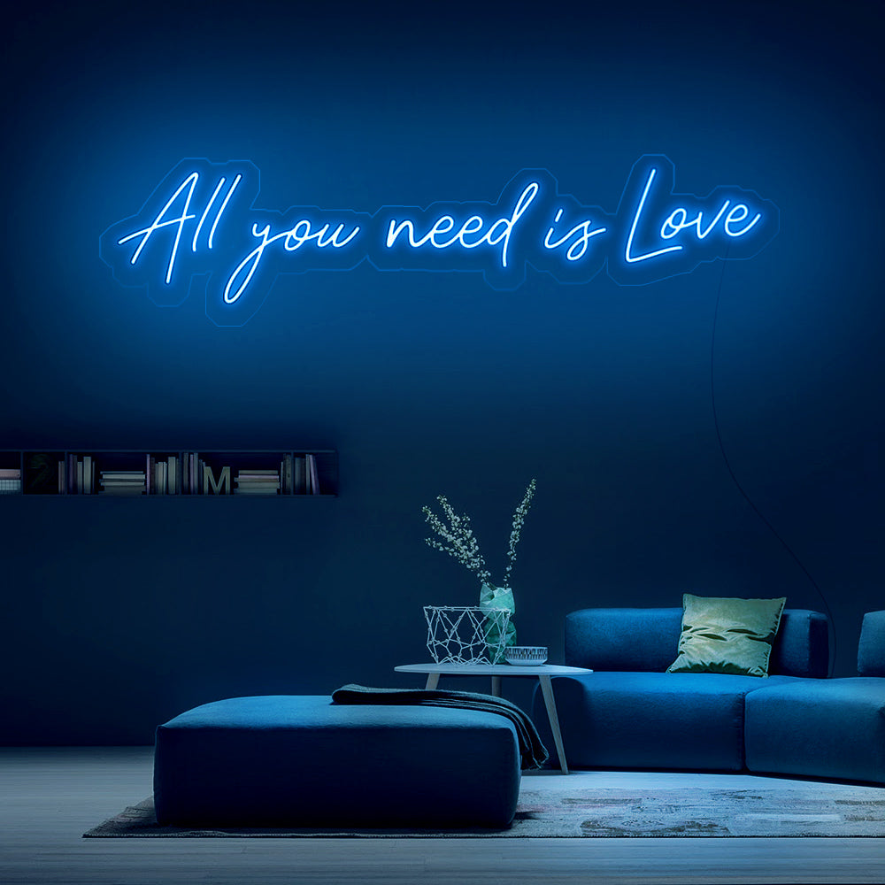 Licht blauwe All You Need Is Love neon verlichting muur