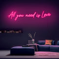 Roze neon lamp All You Need Is Love voor een hippe woonkamer of evenement