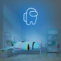 light blue Among us led neon lampen in game room - coole neon verlichting voor een energieke sfeer 