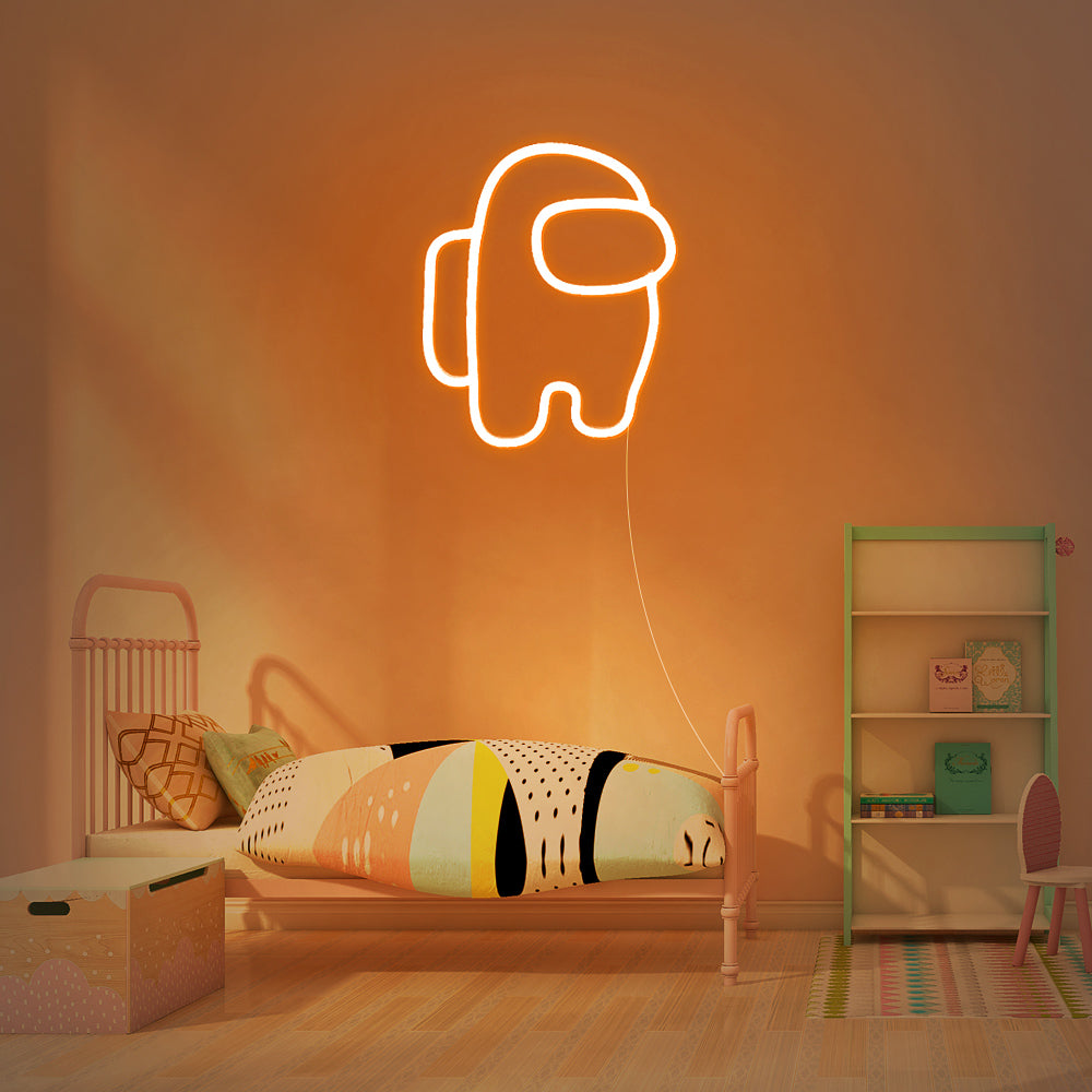 orange Among us neon sign in tienerkamer - stoere led neon lamp voor een trendy glow