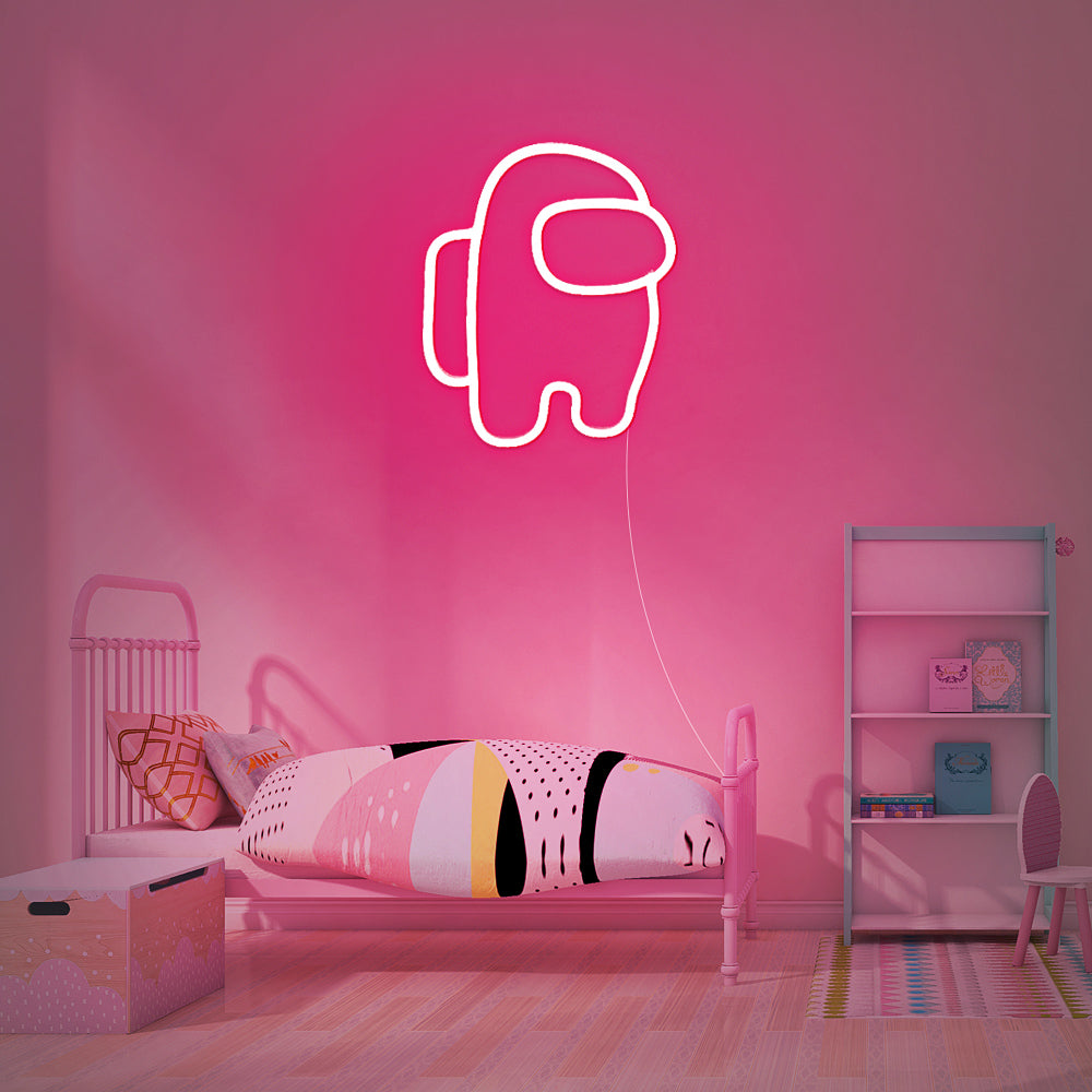 pink Among us neon lamp in badkamer - unieke neon muurdecoratie voor een ontspannen sfeer