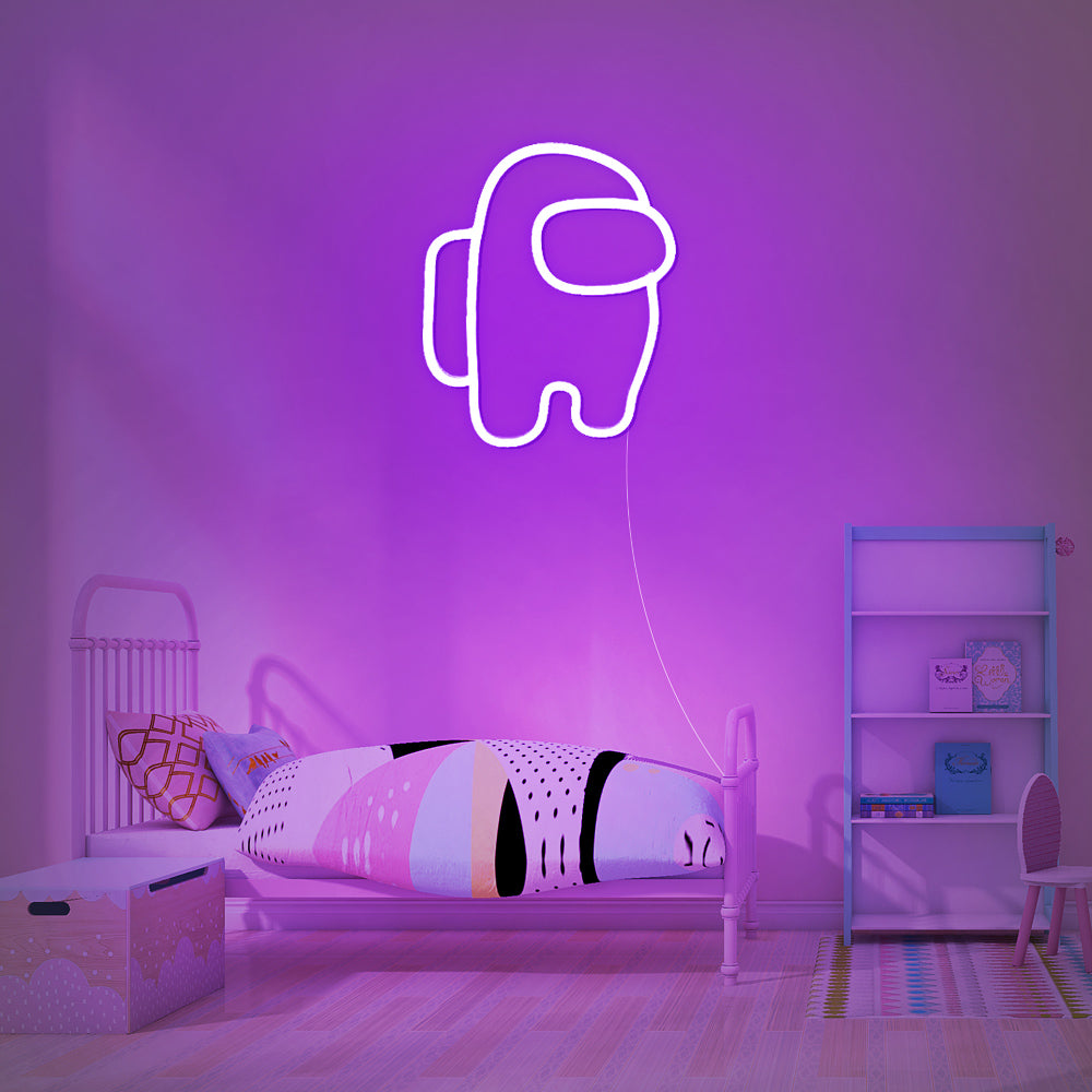 purple Among us neon sign in man cave - gave led neon verlichting voor een krachtige uitstraling