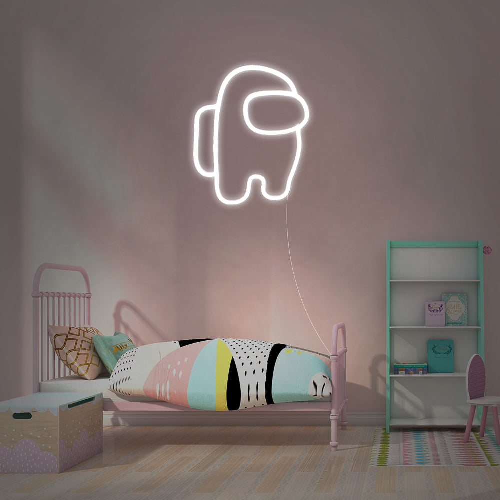 white Among us led neon lamp in kantoor - inspirerende neon vibe voor een creatieve werkplek