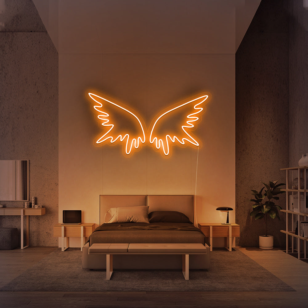 Oranje oplichtend Angel Wings paneel voor een warme gloed in een lounge of bar