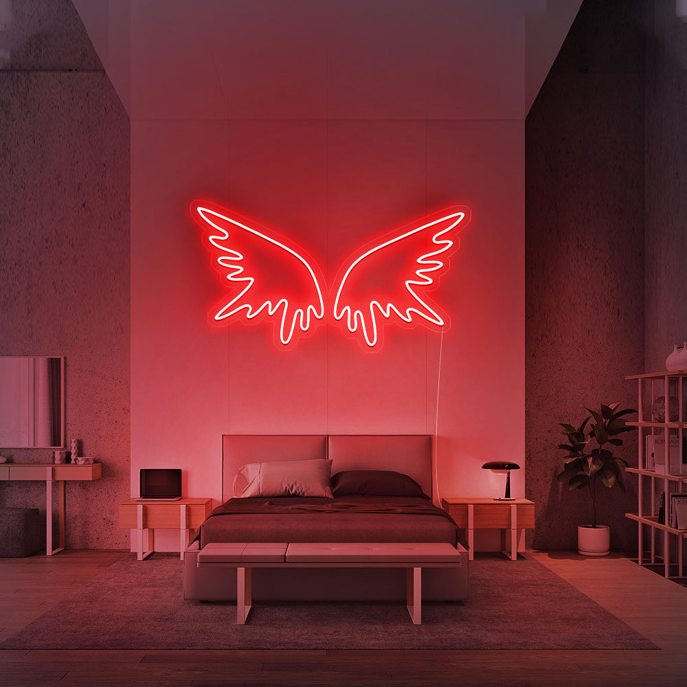 Rode LED-wandverlichting van vleugels voor een krachtig lichtaccent in een game room