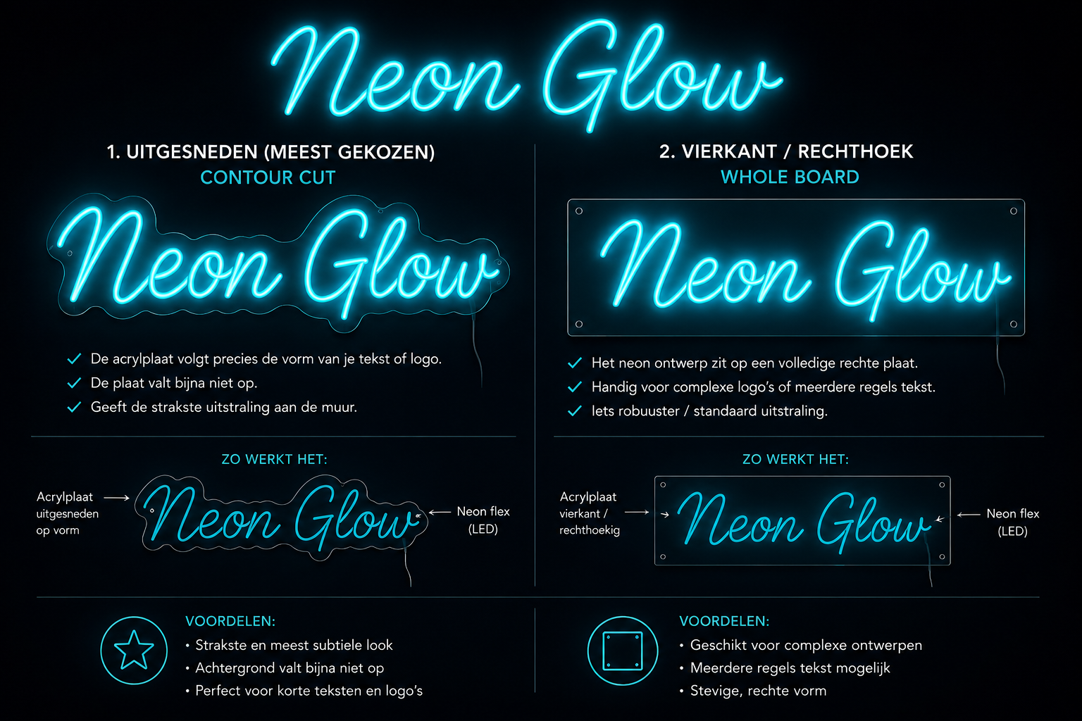 neon glow uitgesneden vierkant rechthoek
