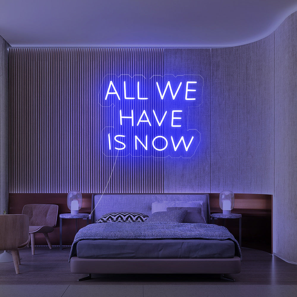 dark blue Wall art neon verlichting all we have is now