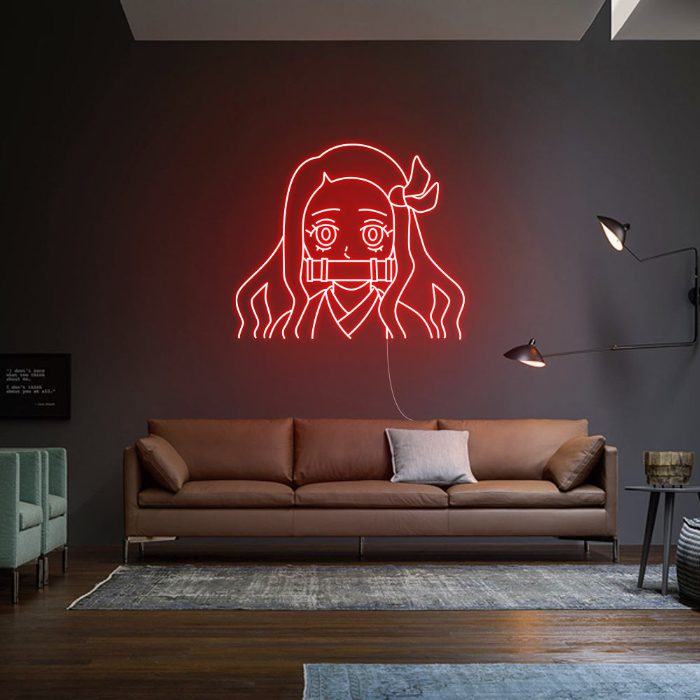 anime-girl-neon-licht-red