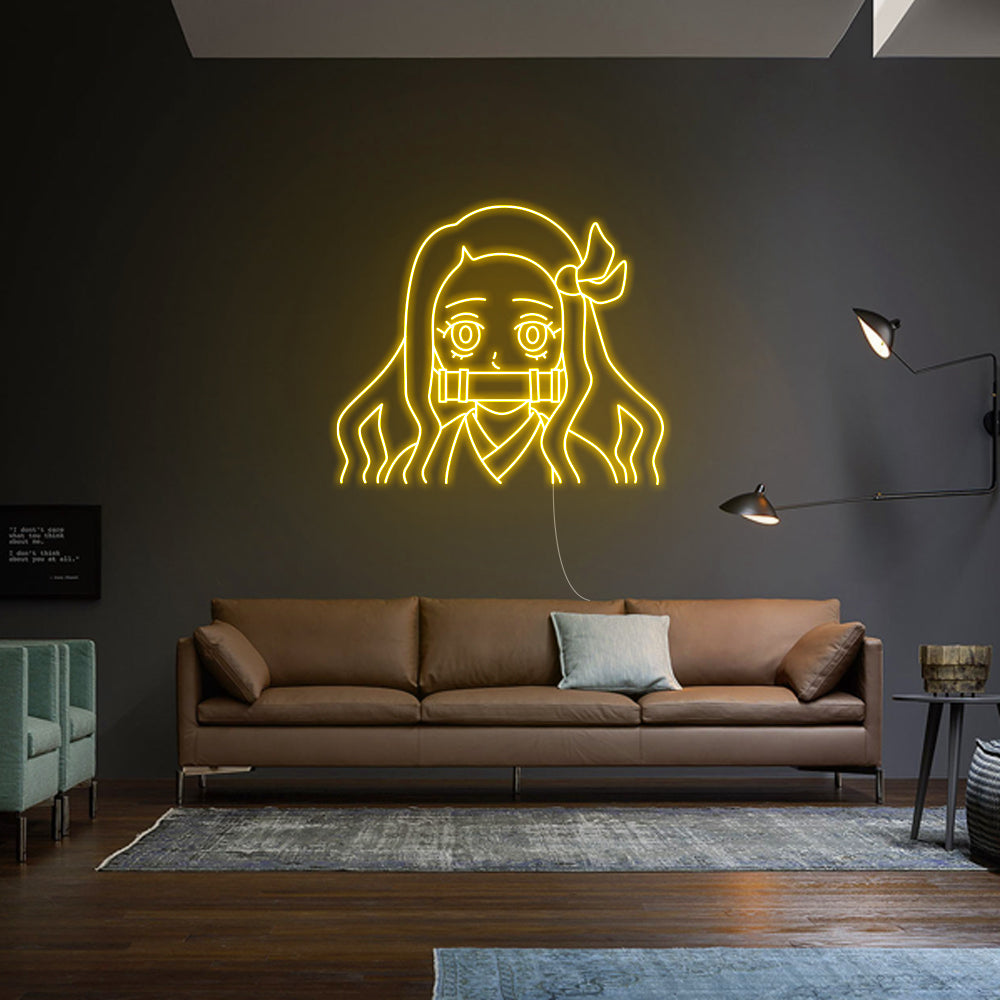 anime-girl-neon-verlichting-yellow