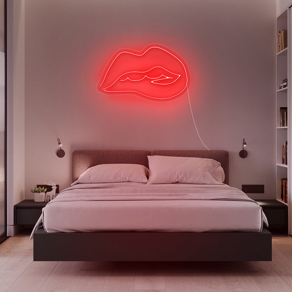 Rode Lips neon sign in een stijlvolle salon - krachtige LED neon lamp voor een luxe uitstraling en branding